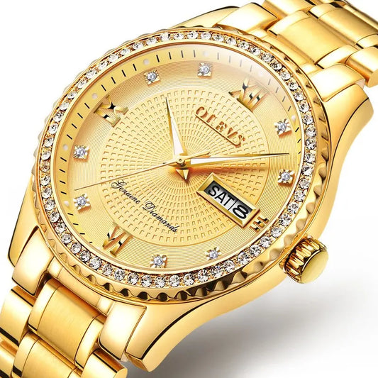 Movement Interior Enamel Stone Luminous Watch with Calendar Function Quartz Watches 