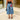 Patchwork Checkered Washed Seven-Quarter Denim Pants  