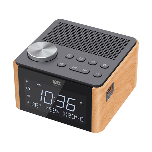 Plug-in Bluetooth Home Hotel Bedside Bedroom Alarm Clock Subwoofer Mini Speaker  