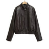 Pocket decoration imitation leather jacket women's clothing  