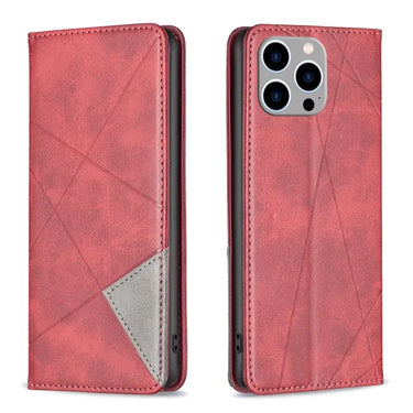 Rhombus Texture Magnetic Leather Phone Case, For iPhone 15 Pro Max, For iPhone 15 Pro, For iPhone 15 Plus, For iPhone 15  