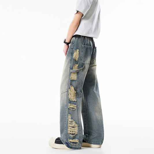 Ripped Jeans Men Style Trendy Loose Breathable  