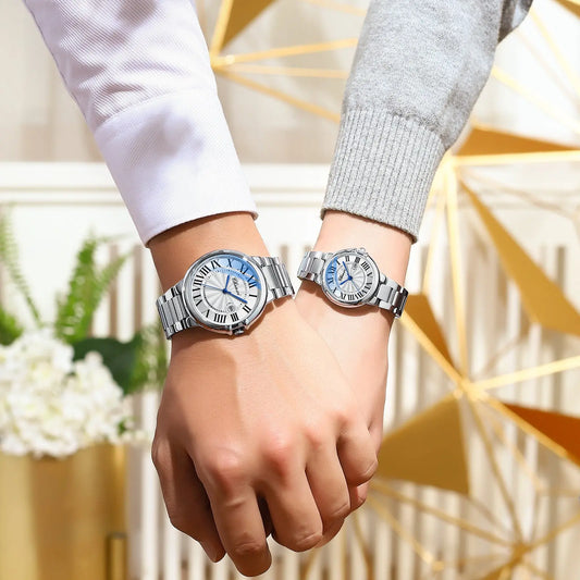 Roman Couple Watches Calendar Steel Belt Waterproof Luminous Classic Utrano