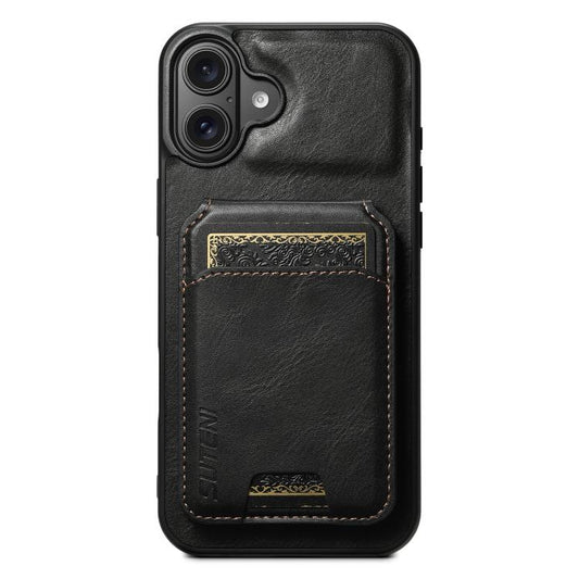 Suteni H02 Leather Wallet Stand Back Phone Case, For iPhone 17 Pro Max, For iPhone 17 Pro, For iPhone 17, For iPhone Air, For iPhone 16e, For iPhone 16 Pro Max, For iPhone 16 Pro, For iPhone 16 Plus  