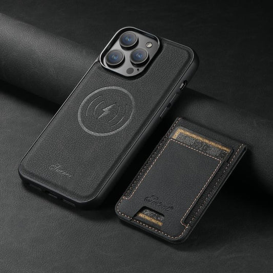 Suteni H17 Litchi Texture Leather MagSafe Detachable Wallet Phone Case, For iPhone 13 Pro, For iPhone 13, For iPhone 12, For iPhone 12 Pro Max, For iPhone 12 Pro  