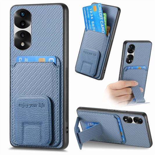 Carbon Fiber Card Bag Fold Stand Phone Case, For Honor 80, For Honor 80 Pro, For Honor X40, For Honor X8 5G