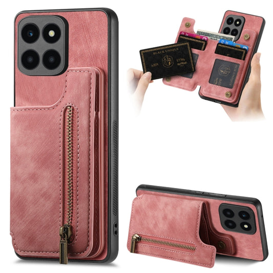 Retro Leather Zipper Wallet Back Phone Case, For Honor X6a, For Honor 90 Pro, For Honor 90, For Honor X8a