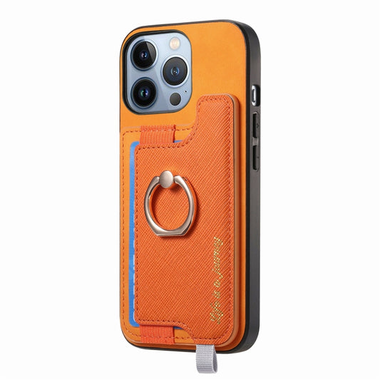 Retro Magsafe Cross Leather Ring Holder Card Bag Phone Case, For iPhone 13 Pro Max, For iPhone 13 Pro, For iPhone 13