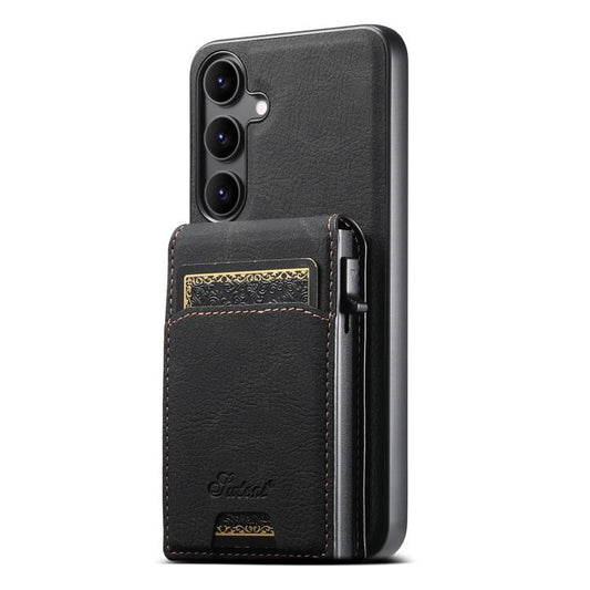Suteni H19 Litchi Texture 2-in-1 MagSafe Removable Card Case Back Phone Case, For Samsung Galaxy S26+ 5G, For Samsung Galaxy S26 Ultra 5G, For Samsung Galaxy S25 5G, For Samsung Galaxy S25+ 5G, For Samsung Galaxy S25 Ultra 5G                           ...  