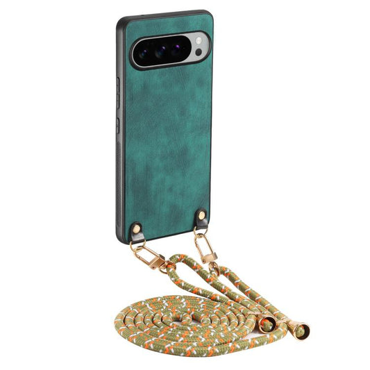 Vintage Leather PC Back Cover Phone Case with Crossbody Strap, For Google Pixel 9 / 9 Pro, For Google Pixel 8a, For Google Pixel 8 Pro, For Google Pixel 8  