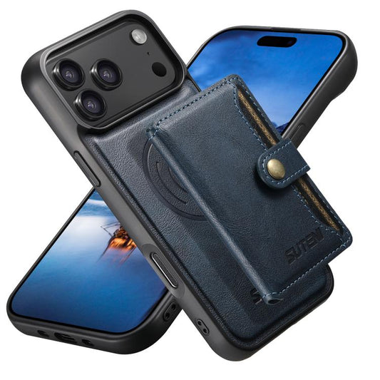 Suteni M4 Magnetic Card Bag MagSafe Leather Phone Case, For iPhone 17 Pro Max, For iPhone 17 Pro, For iPhone 17, For iPhone Air, For iPhone 16 Pro Max, For iPhone 16 Pro, For iPhone 16 Plus, For iPhone 16  