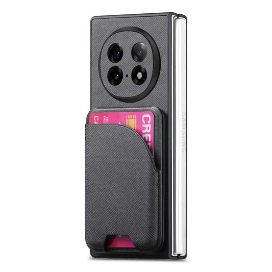 Twill Fabric Leather Skin Card Bag Magnetic Back Phone Case, For OPPO Find N5  