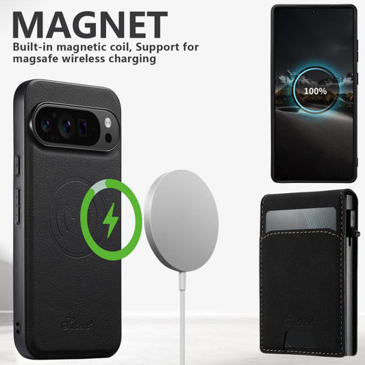 Suteni H19 Litchi Grain 2-in-1 Removable Card Box Back Phone Case, For Google Pixel 11 Pro XL, For Google Pixel 11, For Google Pixel 11 Pro, For Google Pixel 10 Pro XL, For Google Pixel 10 Pro, For Google Pixel 10, For Google Pixel 9 Pro XL            ...  