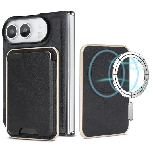Kalebol Slim MagSafe Ring Magnetic Card Bag Leather Phone Case, For iPhone Fold, For iPhone 18 Pro, For iPhone 18 Pro Max, For iPhone 17 Pro Max  