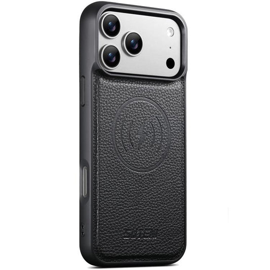 Suteni G5 Large Litchi Texture Vegan Leather Magnetic Back Phone Case, For iPhone 17 Pro Max, For iPhone 17 Pro, For iPhone 17, For iPhone 16 Pro Max, For iPhone 16 Pro, For iPhone 16 Plus, For iPhone 16, For iPhone 15 Pro Max, For iPhone 15 Pro       ...  