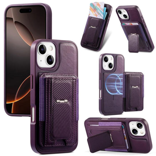CaseNeo Fold Holder Retro Elastic Card Bag Magnetic Back Phone Case, For iPhone 15, For iPhone 14 / 13, For iPhone 14 Pro, For iPhone 14 Pro Max, For iPhone 13 Pro Max, For iPhone 13 Pro  