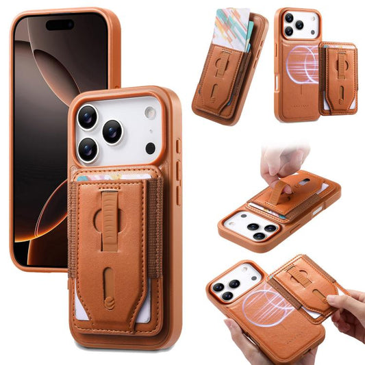 CaseNeo Retro Wristband Elastic Card Bag Magnetic Back Phone Case, For iPhone 17  