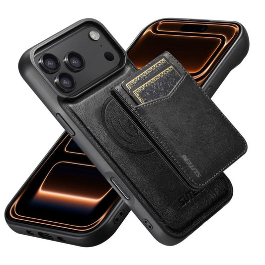 Suteni G5S5 2-in-1 Magnetic Detachable Bottle Opener Card Bag Cow Leather Back Phone Case, For iPhone 17 Pro Max, For iPhone 17 Pro, For iPhone 17, For iPhone Air, For iPhone 16 Pro Max, For iPhone 16 Pro, For iPhone 16 Plus, For iPhone 16  