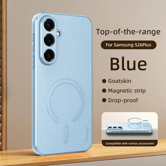 Sheepskin Vegan Leather Magnetic Phone Case, For Galaxy S26+ 5G, For Galaxy S26 Ultra 5G, For Galaxy S25 FE 5G, For Galaxy S25 5G, For Galaxy S25+ 5G, For Galaxy S25 Ultra 5G  