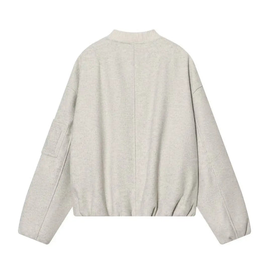 Stand up collar casual loose slimming pilot jacket woolen coat  