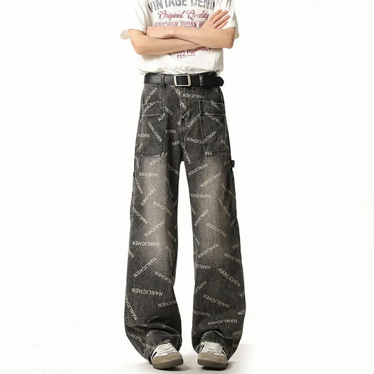 Straight-leg denim pants for men  