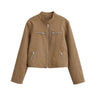 Summer street standing collar studded jacket  