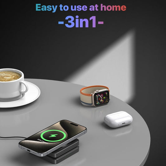 M9 3-In-1 Portable Magnetic Folding Wireless Charger Fast Charging Bracket  