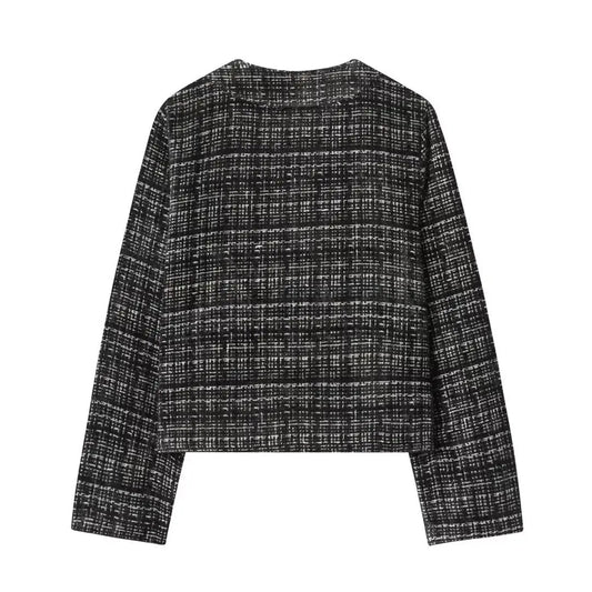 Texture round neck suit long sleeved jacket  