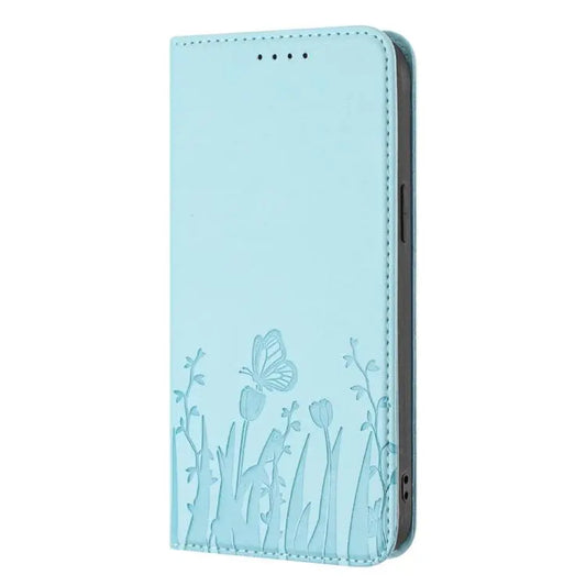 Tulips Butterfly Pattern Magnetic Vegan Leather Phone Case, For Samsung Galaxy S25 5G, For Samsung Galaxy S25+ 5G  