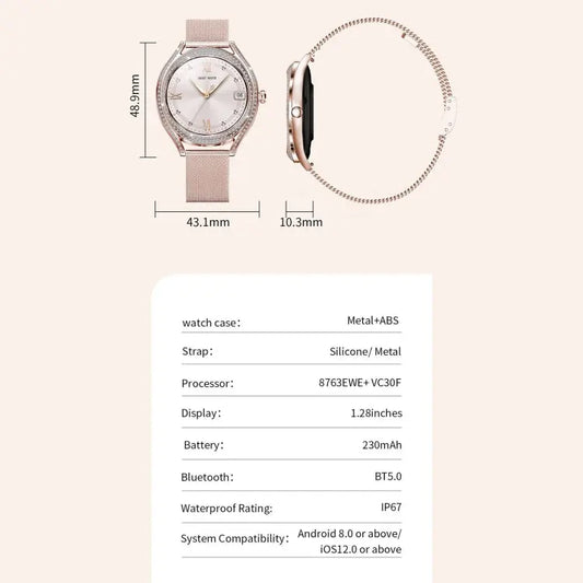 V66 1.28inch BT5.0 Smart Watch Support Heart Rate/ Sleep Detection, Steel Strap, Silicone Strap - UTrano