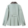 Versatile collar patchwork long sleeved jacket for summer  