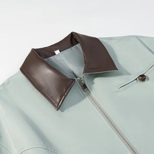 Versatile collar patchwork long sleeved jacket for summer  