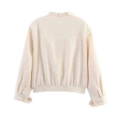 Versatile solid color textured button up jacket top  