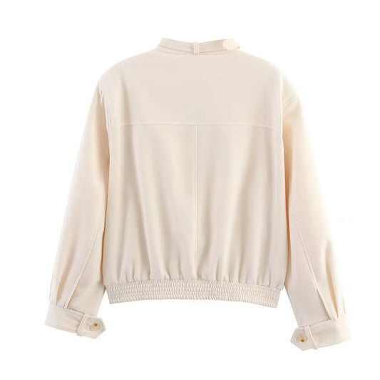 Versatile solid color textured button up jacket top  