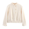 Versatile solid color textured button up jacket top  