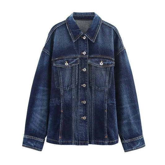 Versatile washed denim jacket  