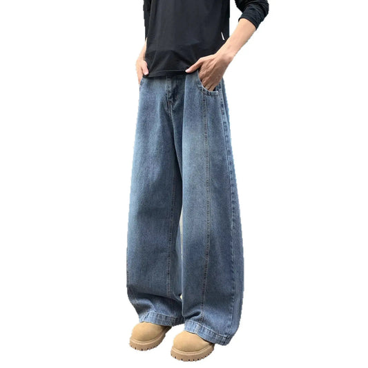 Vintage Blue Cut-Off Denim Pants for Men  