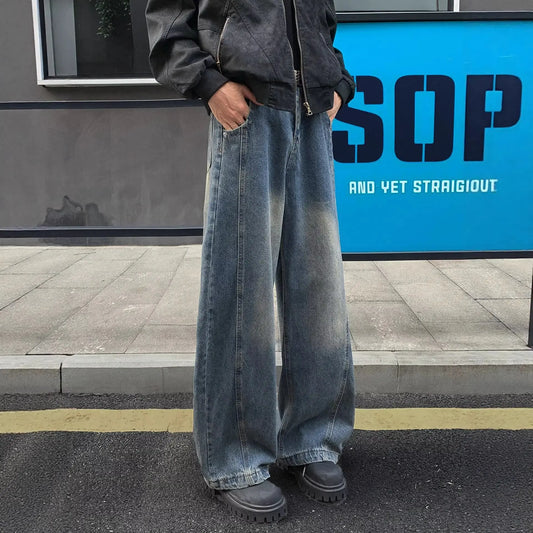 Vintage Blue Cut-Off Denim Pants for Men  