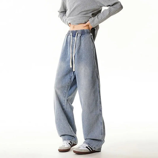 Vintage Men's Jeans Washed Straight Leg Pants  