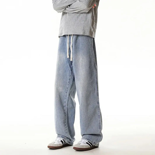 Vintage Men's Jeans Washed Straight Leg Pants  