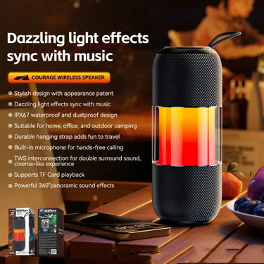 WK Beluga D12 Warrior Outdoor Waterproof Portable Bluetooth Speaker, D12 (Black) - UTrano