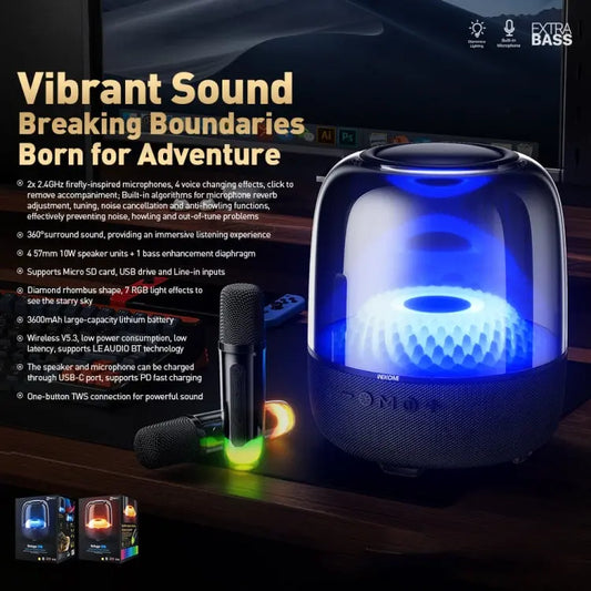 WK Beluga D16 Smart Island Desktop Bluetooth Speaker with Dual Microphones, D16 (Black) - UTrano