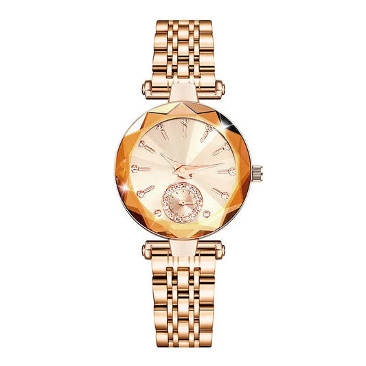 Women's Fashion Simple Cut Quartz Watch Steel Band 