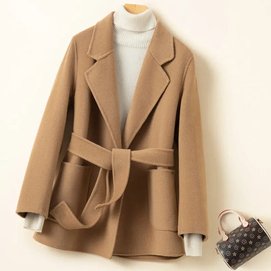 Women's Pure Small Woolen Coat Double-faced Cashmere Slim-fit  