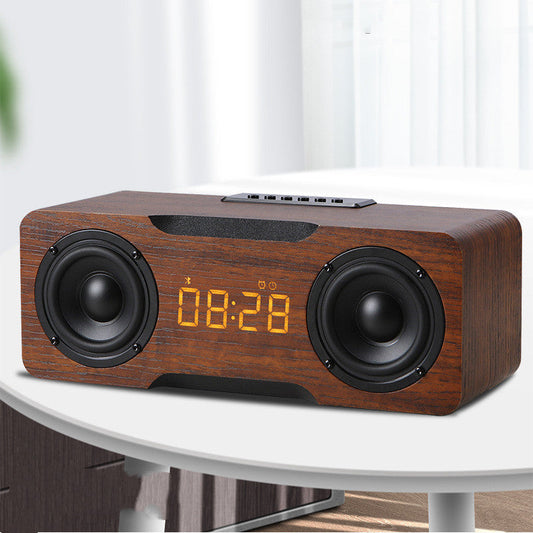 Wooden Clock Bluetooth Speaker, Support U Disk TF Card Function, Home Desktop Speaker  