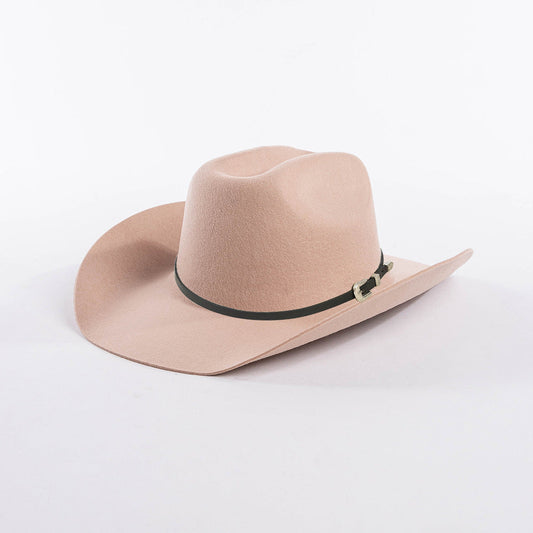 Belt Buckle Wide Brim Curling Wool Cowboy Hat  