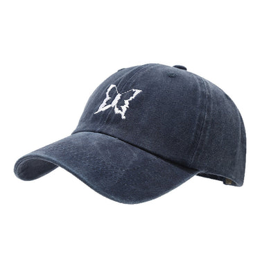 Soft Top Casual Peaked Cap Butterfly Embroidered Sun Hat  