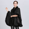 Women's Plus Cashmere Fur Collar Knitted Cardigan Shawl Cape Coat  
